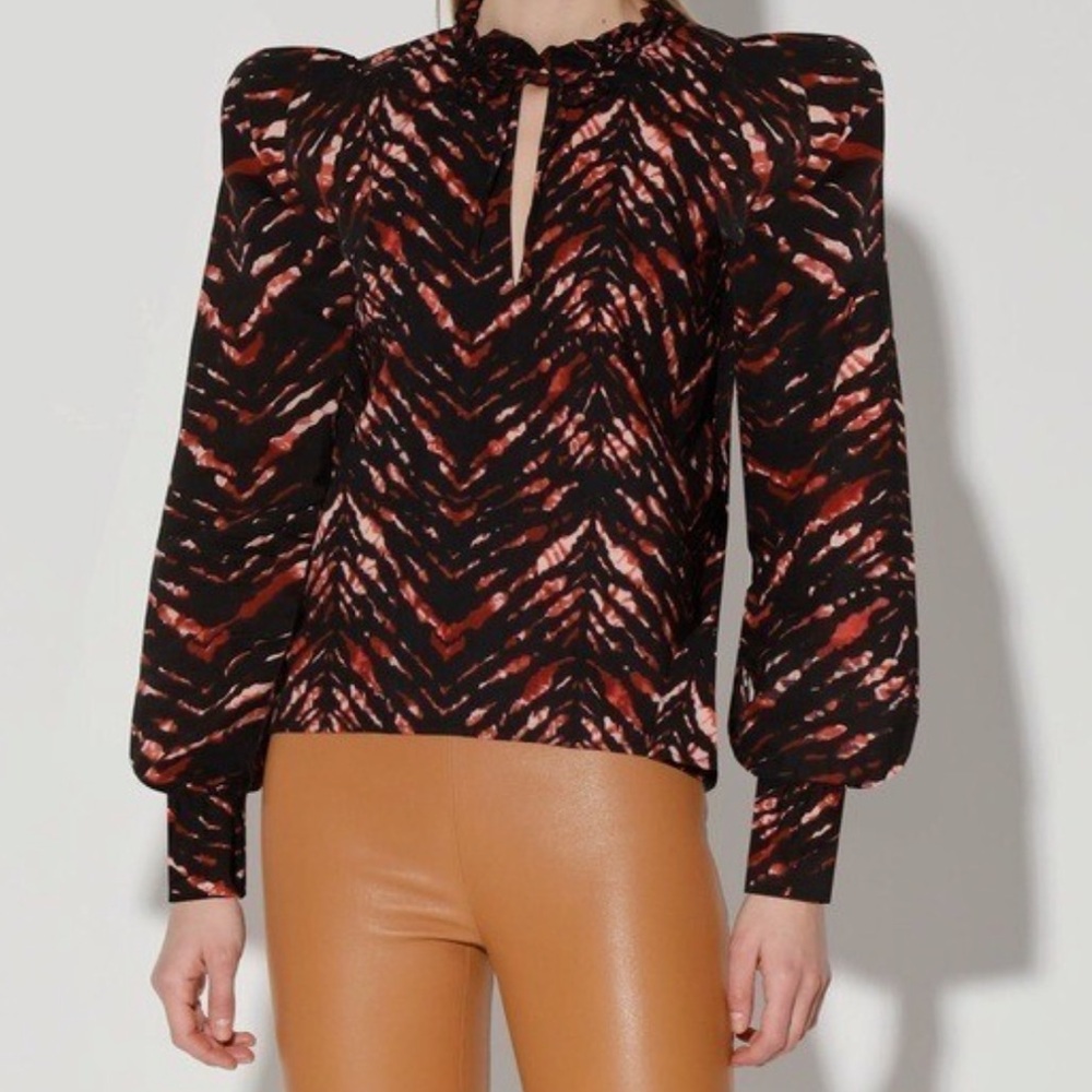 NWT Walter Baker Paulette Top S Black Red Print Blouse original retail $148